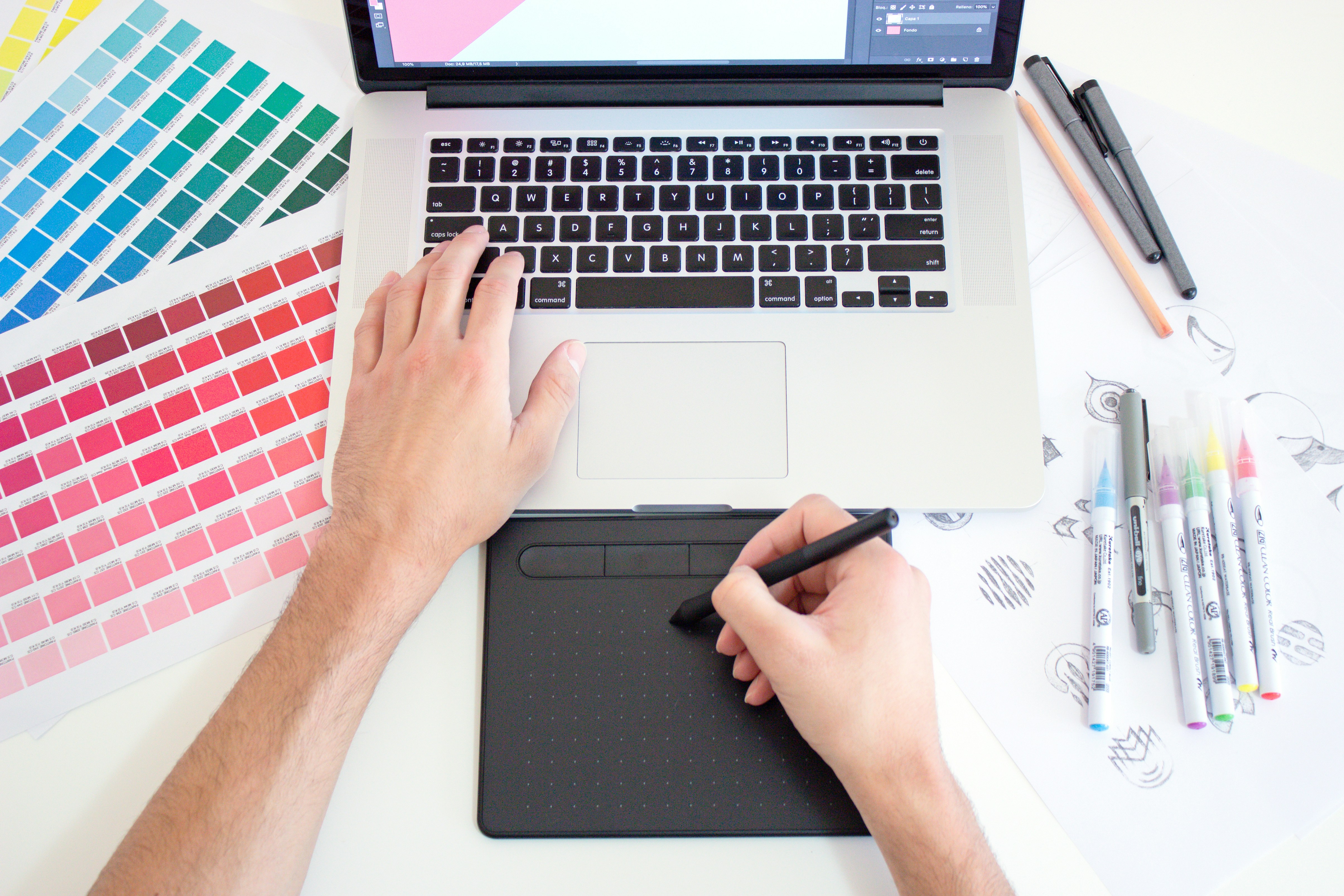 Designer drawing on a tablet